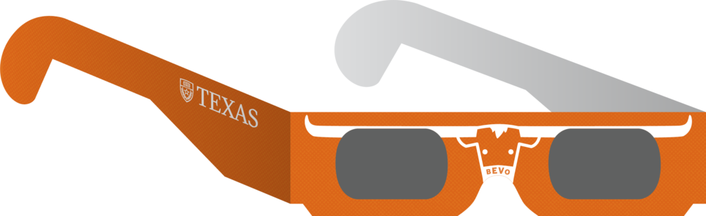 Illustration of Longhorns eclipse viewing glasses